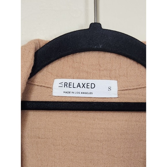 LA Relaxed Brown Cotton Gauze Button-up Top Womens Size Small - Picture 3 of 6